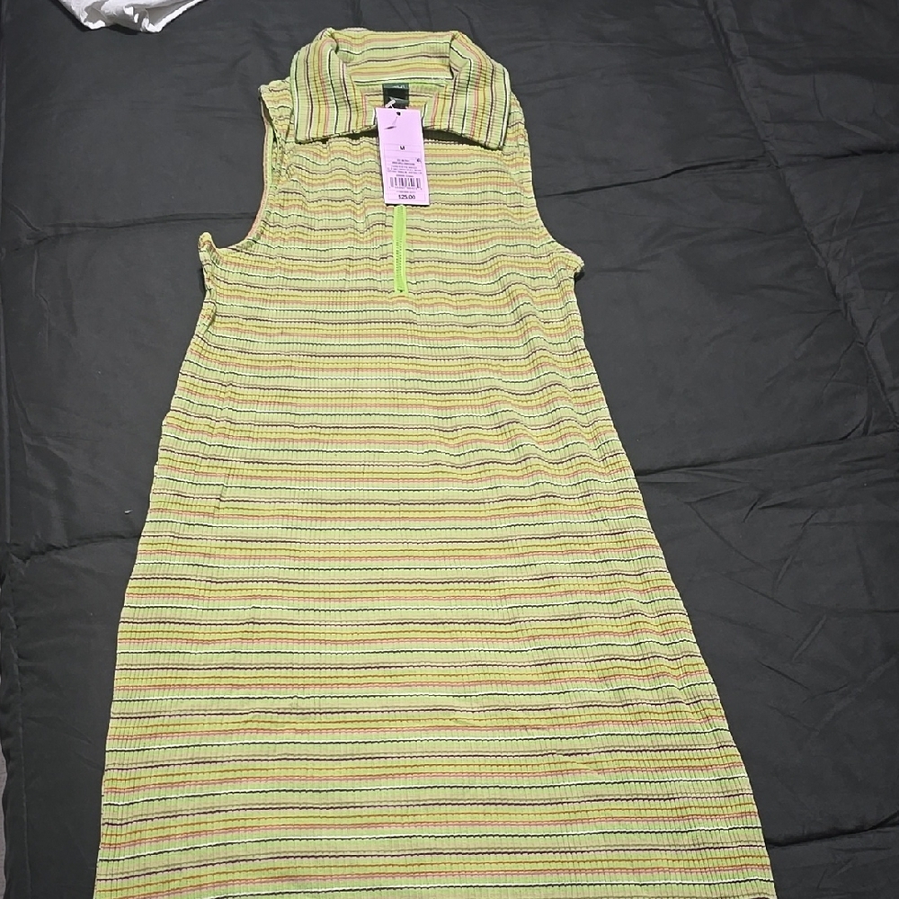 Striped Sleeveless Dress with Collar